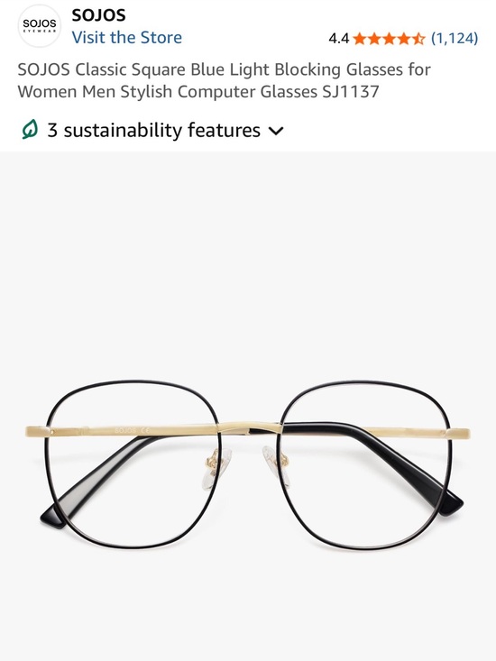 Sojos Accessories - SOJOS Women’s Black & Gold Blue Light Glasses – Classic Square Frame